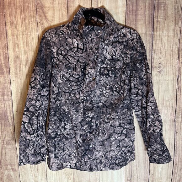 Logo by Lori Goldstein Jacket Size 8 Brown Black Abstract Animal Print Mob Wife - Picture 1 of 11